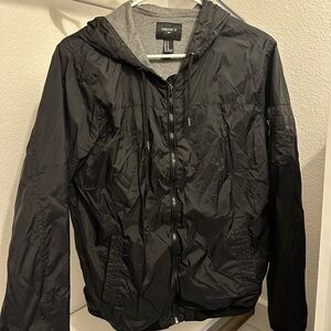 Forever 21 Black Windbreaker Jacket with Hood